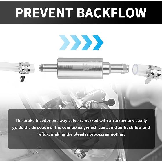 Brake Bleeder Check Valve Kit with Connector&Dust Cover,Brake Bleeder Hose One Way Check Valve for Hydraulic System,Universal Brakes Bleeding Tool