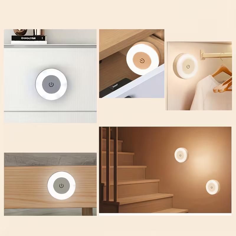 Modern LED Touch Control Night Light Rechargeable Night Light Adjustable Brightness Warm & Cool White Portable LED Lamp for Bedroom Hallway Wardrobe