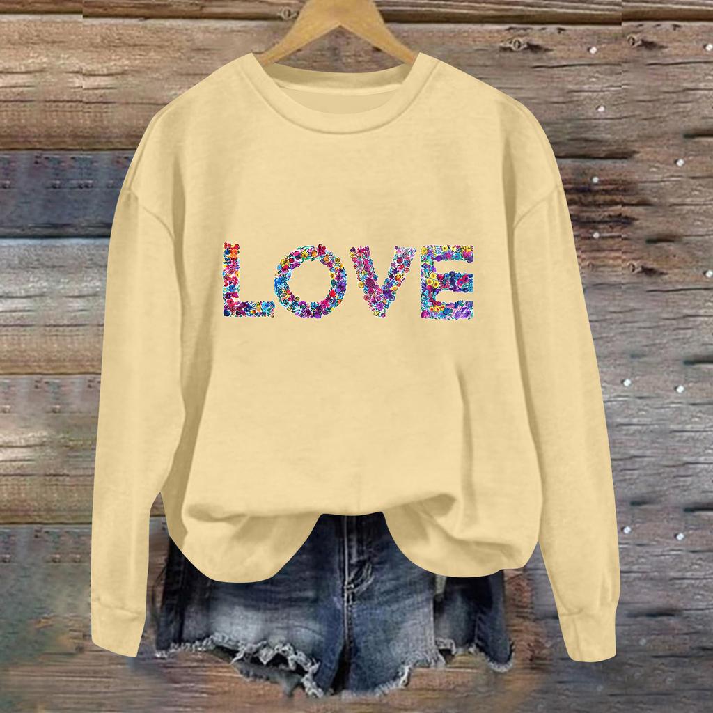 Damski modny sweter z długim rękawem, z nadrukiem, z okrągłym dekoltem