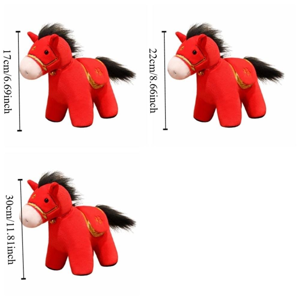 Chinese Style Plush Horse Doll Fluffy Zodiac Pony Figurine Cartoon Steed Doll  Home Decoration