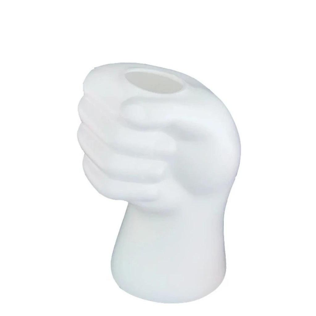 Newcomer Discount: Faux Hand Bouquet with Abstract Bear Grass In Simple Imitation Ceramic Vase