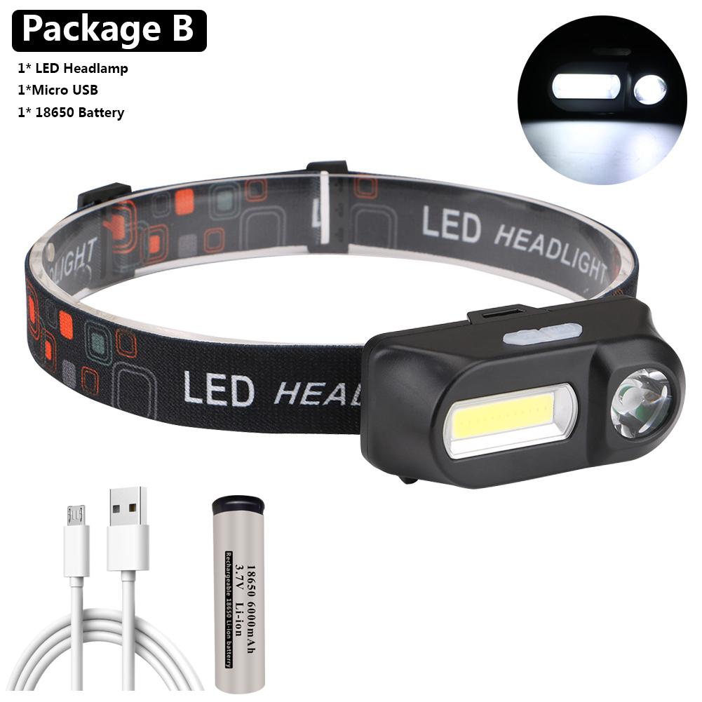 

1804 Датчик XP-G Q5 Налобный фонарь Кемпинг Налобный фонарь от 1*18650 Перезаряжаемая батарея Светодиодные лампы COB Литий-ионные 10 Вт Package B