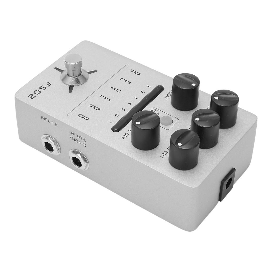 Silver Electric Guitar Effect Pedal Stereophonic 7 Classic Reverberation End Toning Hold Guitar Effect Pedal DC9V