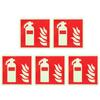 Pack of 5 Glow In Dark Fire Extinguishers Sign Fire Protective Sign Waterproof Fire Sticker Label for Indoor and Outdoor