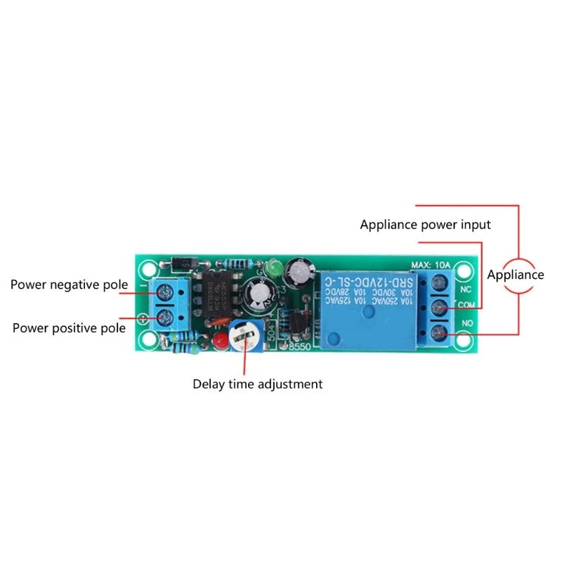 Easy Wiring Adjustable Time Delay Relaying Module 5V/12V Control Voltages Monostable Operation Up To 60Second Ranges