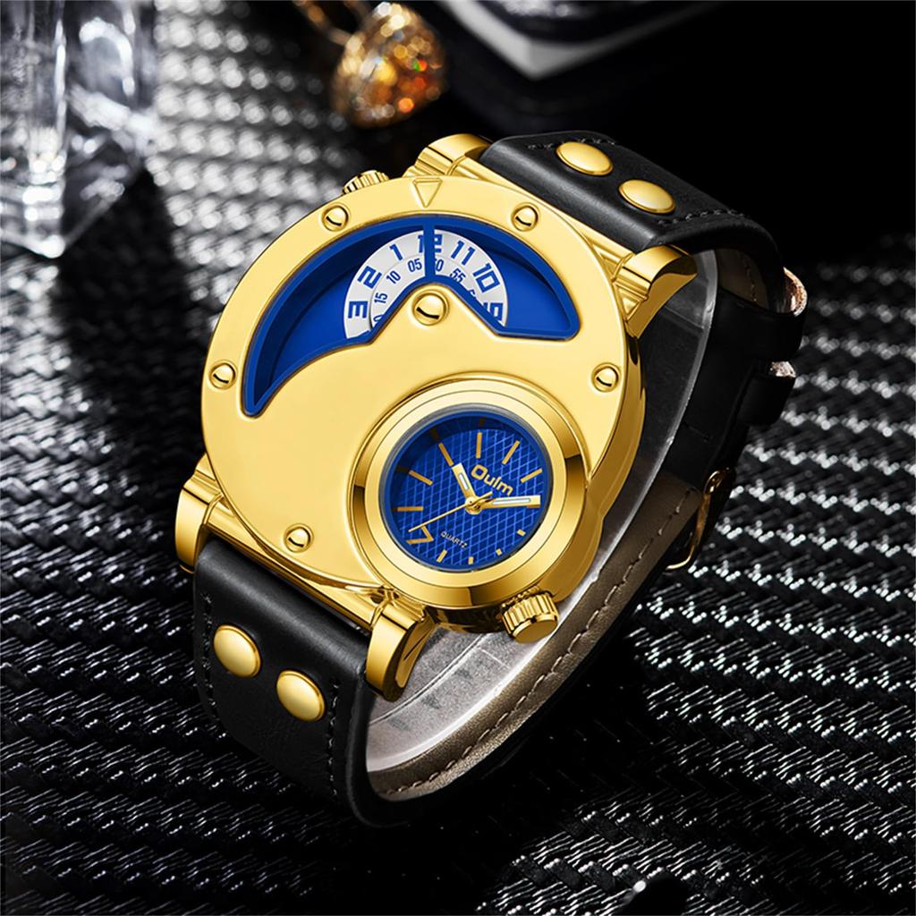 Large Analog Leather Waterproof Quartz Fashion Black Gift Men's Watch, Dial, Display, Strap Watch, Watch, - Birthday, Anniversary, Father's Day,