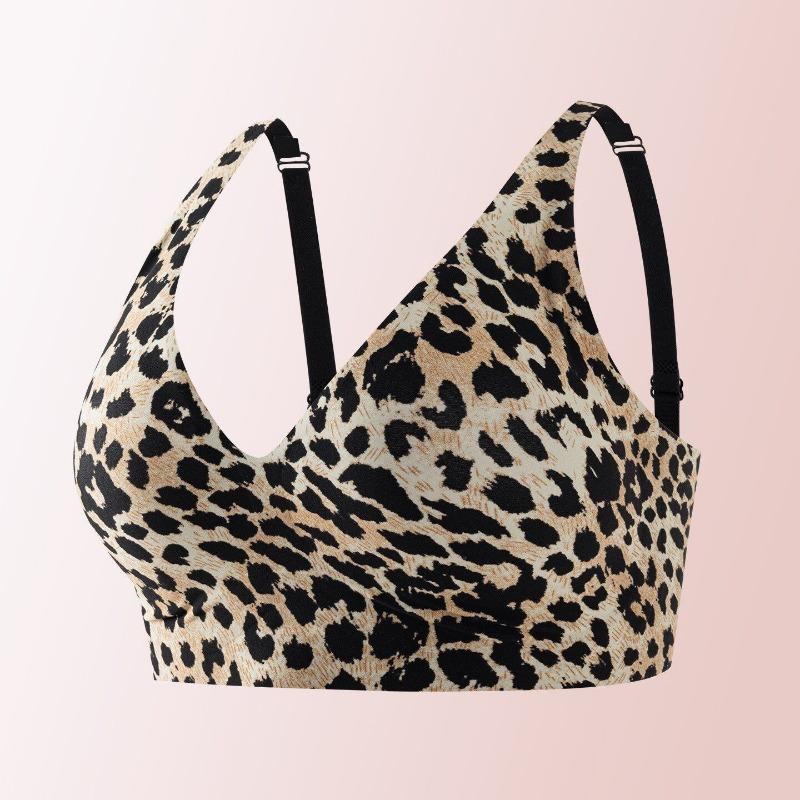 Women S Sexy Leopard Print Wirefree Push Up Breathable Bra