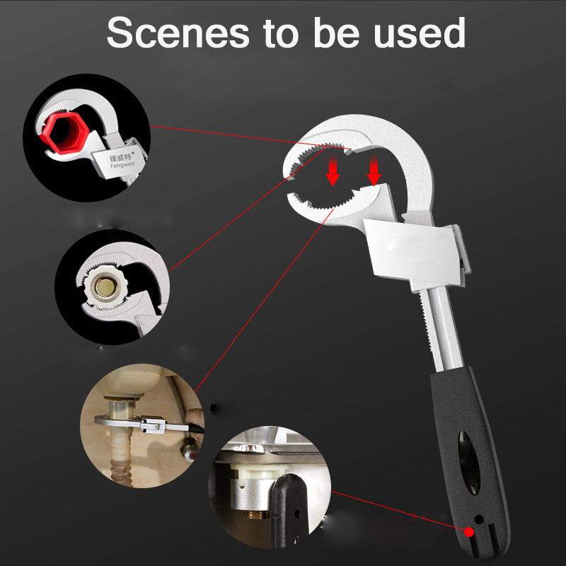 1PCS Universal Double-ended Wrench Adjustable Multifunctional Bath Wrench Aluminium Alloy Open End Spanner Bathroom Repair Hand Tool