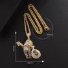 European and American Hip-hop Pendant, Bald Little Boy Holding Dollar Bills, Money Bag, Micro-encrusted Colored Zircon Necklace