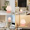Pink Mushroom Lamp,Small Glass Table Lamp/Accent Lamp/Cute Desk Lamp for Bedroom Bedside Nightstand,3000K Soft Glow Warm Lighting,Trendy Fun Mini