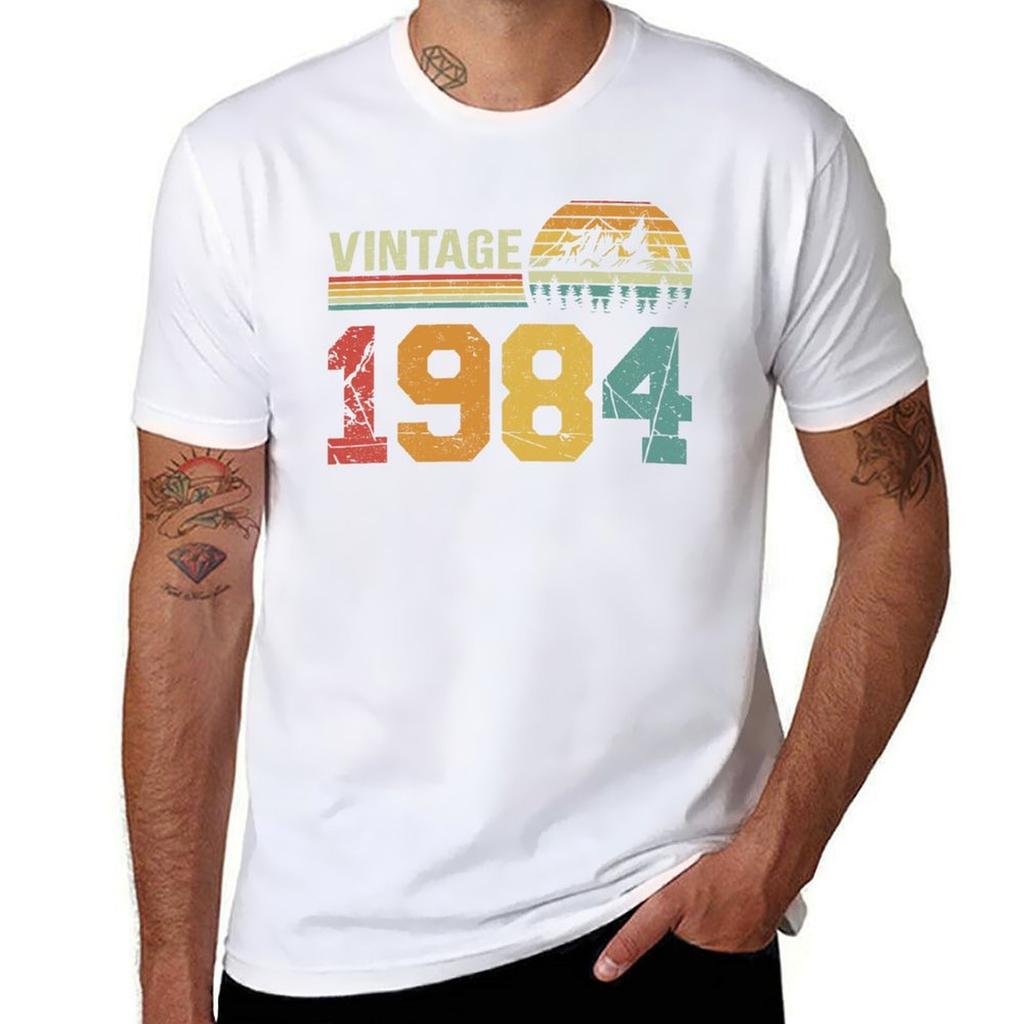 Vintage 1984 Retro Classic 40th Birthday Gift Idea TShirt Basic Plain Short Sleeve Crew Neck Tee
