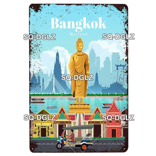 [SQ-DGLZ]Europa Stadt Metall Zeichen Vintage Plaque Platte Dekor Für Pub Bar Wand Dekor Zinn Zeichen Budapest/Moskau/Brügge Poster Geschenk