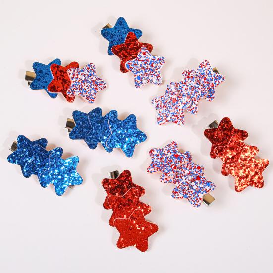 Girl Hairpin Sparking Sequins Star-Shaped Design Lightweight Hair Clip Easy One-Handed Operation Stable Clamping Non-Slip Hair Accessory