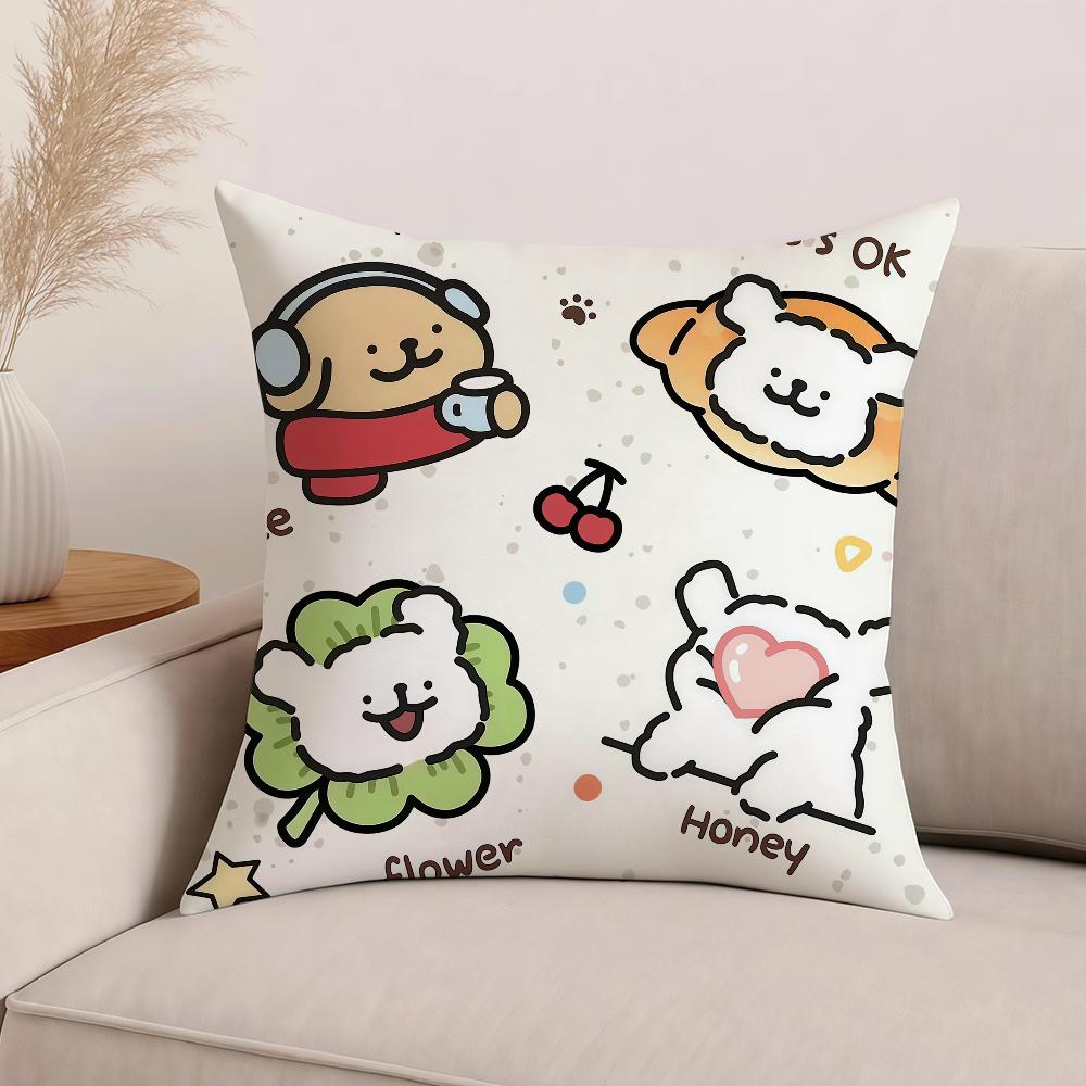 

Cartoon Line Dog Maltese cute kawaii Pillow Case Office Cushions Suitable For Sofa Car Bedroom Decorative Cushion Cover 30cm x 30cm