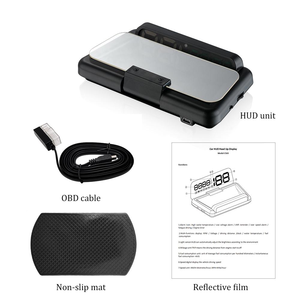C500 OBD2 T900 GPS HUD Car Head-Up Display OBD Windshield Projector Speedometer Digital Auto Accessories Automotive Electronics