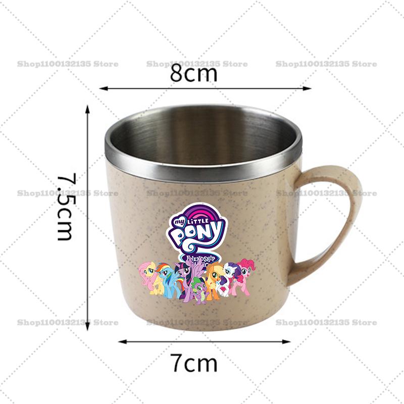 My Little Pony Water Bottle Kawaii Stainless Steel Cups Handle Coffee Milk Mug Tea Drink Home Office Gift Women for Kid Friendly Entertaining Fun Play