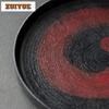 Brush Red Ceramic Tea Tray Handmade Coarse Pottery Dry Soaking Tray Breakfast Tray, Fruit Storage Plate Kung Fu Tea Ceremony