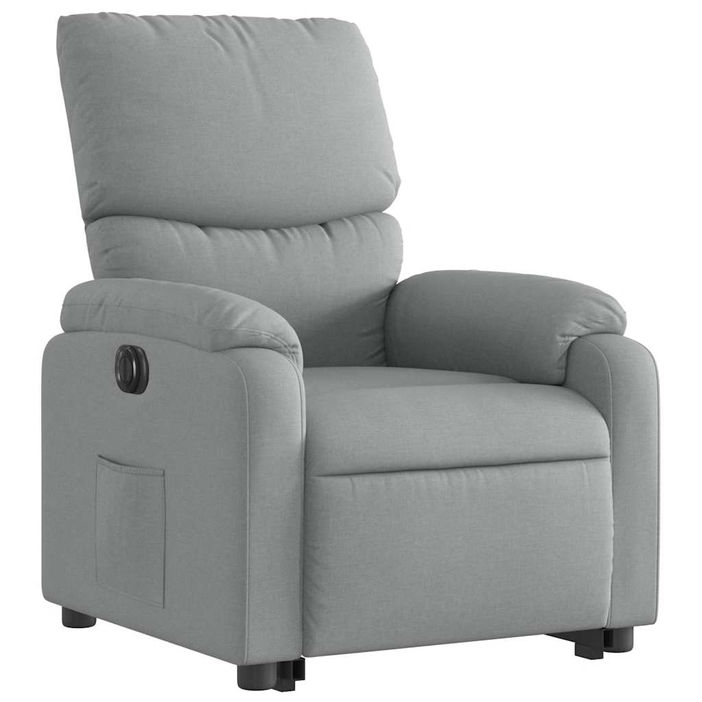 Electric Recliner Chair with Rising Function Light Grey Fabric