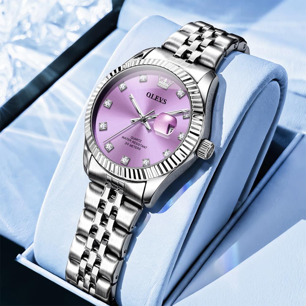 Beautiful Women's Watches Silver Stainless Steel Fashion Quartz Watch for Lady Minimalist Date Luminous Hands Wristwatch