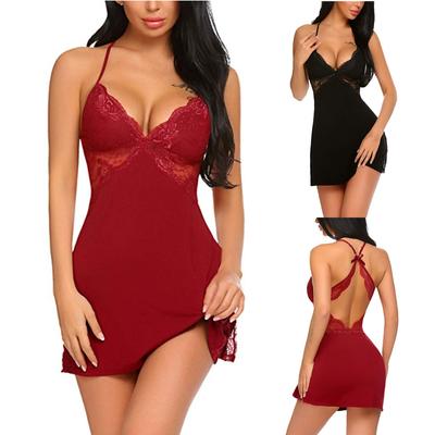 Damen Schlafbekleidung Unterwäsche Nachtwäsche Spitze Sexy Dessous Kleid