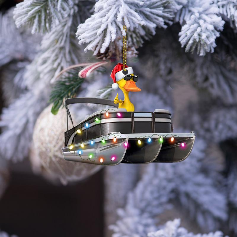 Christmas Tree Decoration Funny Duck Pontoon Boat Hanging Ornament For Christmas Tree Fireplace Door Wall