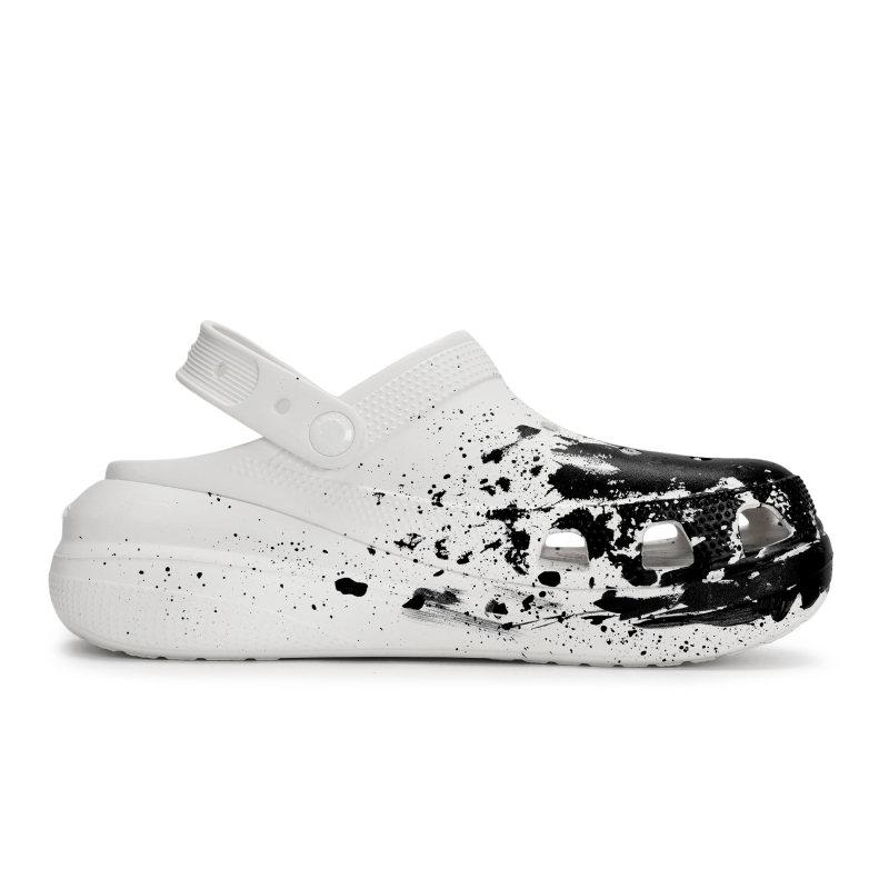 Crocs Crush Clog 811 Manufacturing Traceless Live Special Shoe Box Distressed Fluid Splash Hole Shoes Unisex Black White