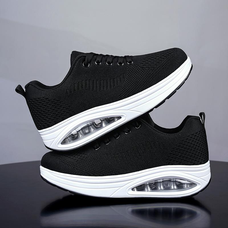 HOHO FAIR Women Shoes Women Platform Shoes Mesh Breathable Thick Soled Shoes Ladies Non-Slip White Sneakers