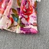 Diamond Embedded Gemstone Collared Long Dr Women's Slimming Beautiful Holiday Print Full Dresses  A-Line Woman Dress