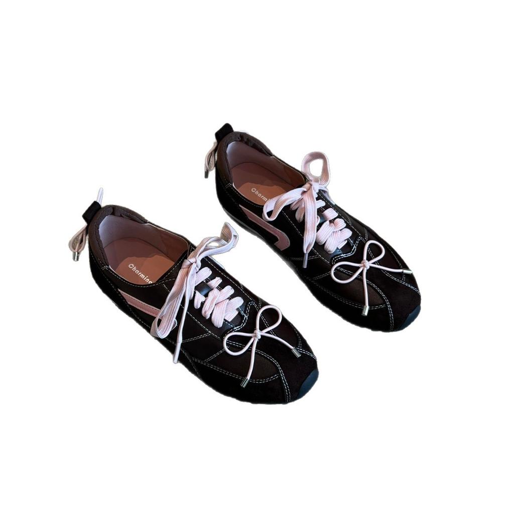 Blue Cabinet~ French Retro Style Fashion Round Head German Training Shoes Women's Niche Forrest Gump Sports Shoes Versatile Inner Height-increasing