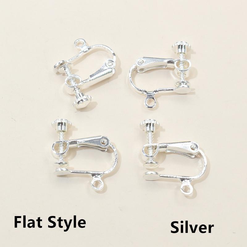 10 Stück 15x13mm Messing-Schraubohrclip-Fassungen, drehbare Pads, Rohlinge für DIY-Schmuckherstellung