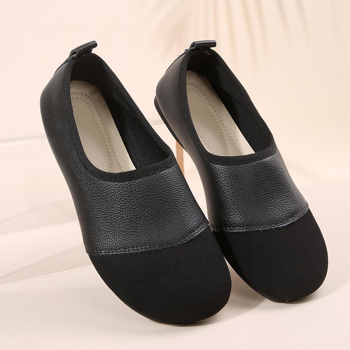 

Женская обувь Doudou, импортная, лето 2025, новые ретро-туфли с круглой головкой, мягкая подошва, мягкие кожаные туфли с одной педалью 36 чёрный