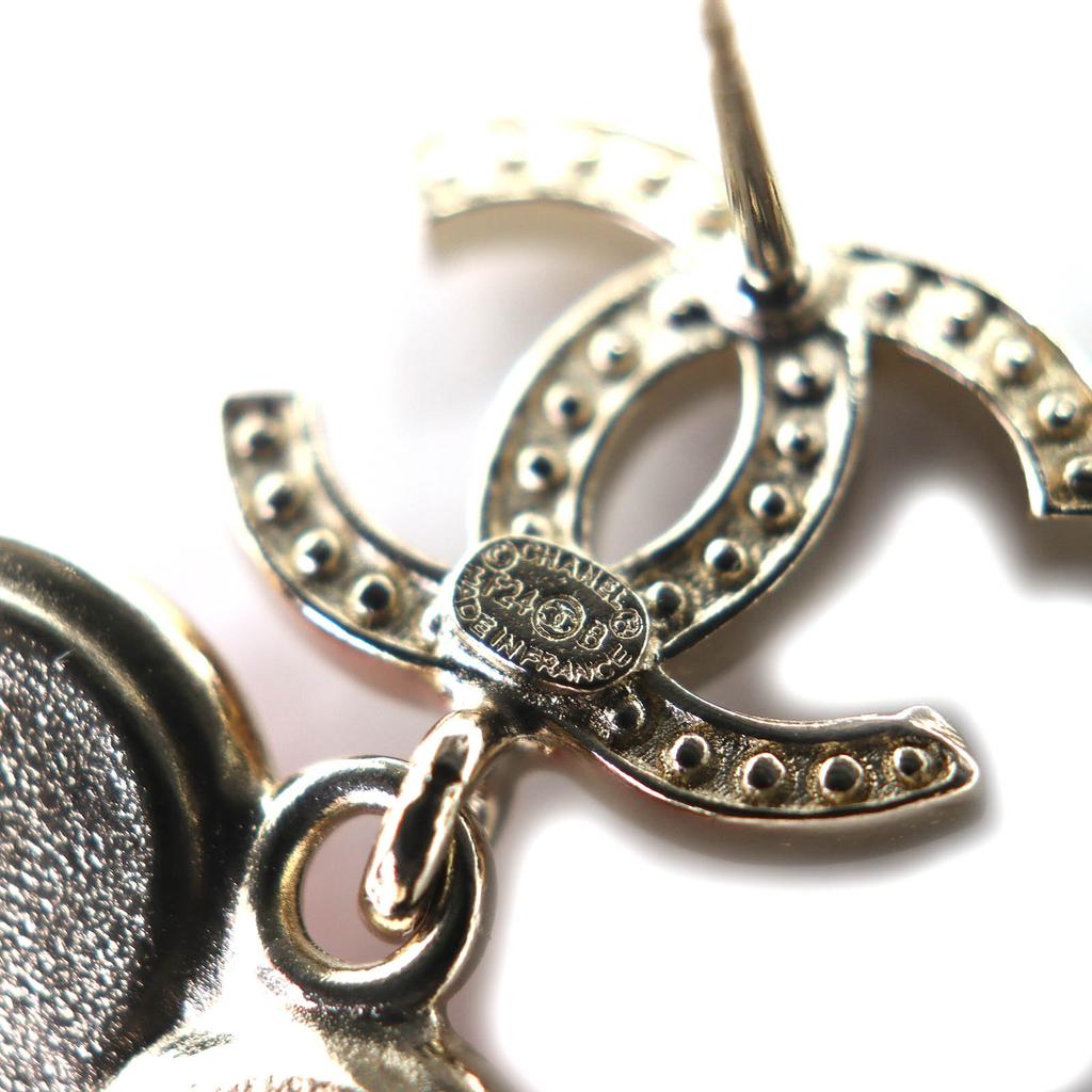 Pristine CHANEL Pierce COCO Mark Rhinestone Flower Pierce F24B ABE285 Used
