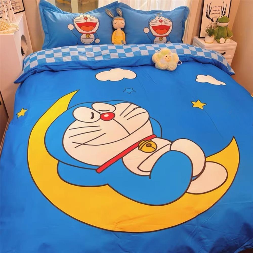 Blue robotic cat bedroom set,Children'sGift Teenagers adulte Microfibre double bed 2/3 pieceDuvet Coverwith Zip Room Decor