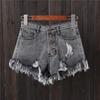 Plus-Size Ripped Button-Down Denim Shorts - Korean Style Wide-Leg Summer Hot Pants with Frayed Hem