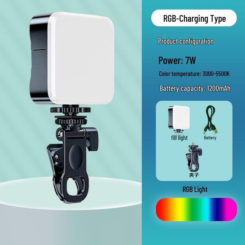 Dreifarbige RGB Wiederaufladbare Mini Clip Selfie Füllleuchte für Handy & Kamera