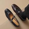 Fashion Retro Rivet Buckle Strap Flats Mary Janes Woman Solid Leather Ballets Shoes Ladies Spring Slip On Loafers Femme Studs Mocasines