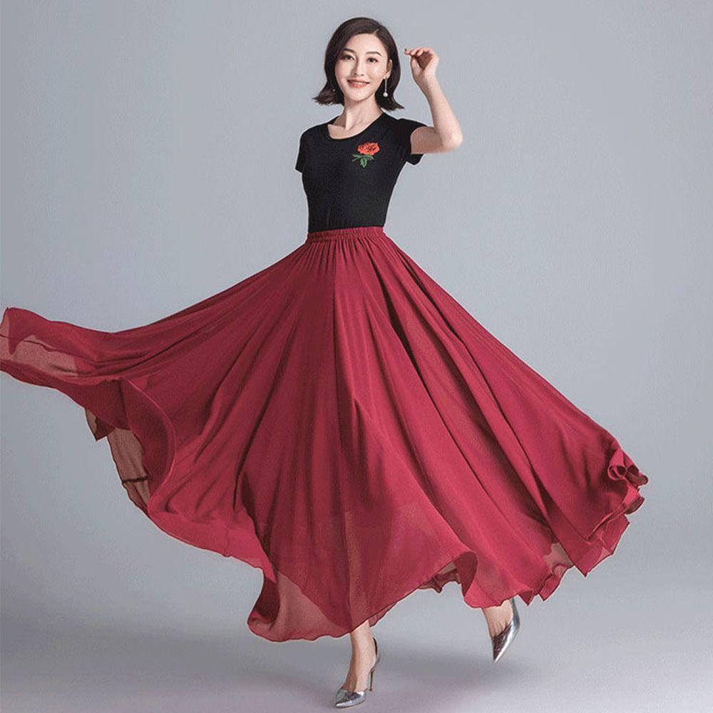 720stupňová cikánská dámská sukně Karnevalová vysoký pas Španělská flamenco sukně Společenský tanec Scénické vystoupení Paso Doble Taneční šaty