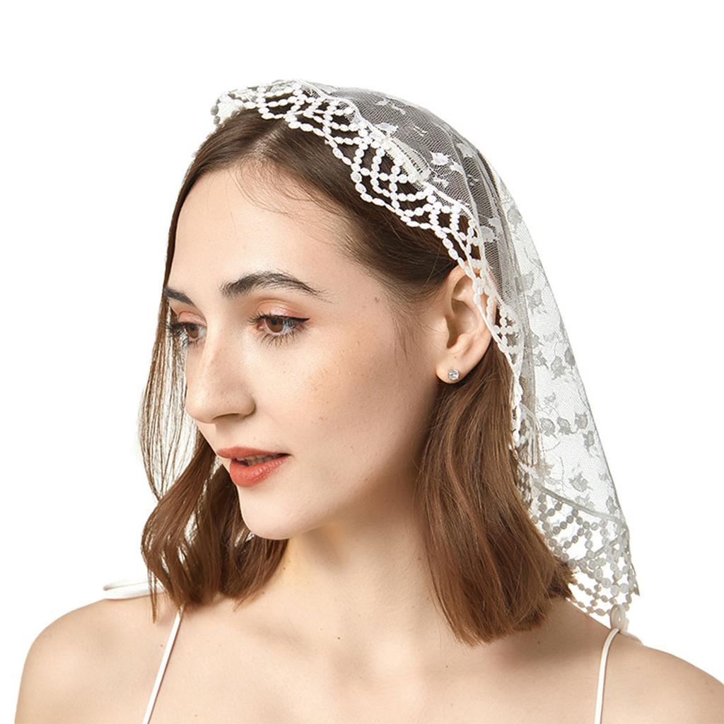 Multiuse Lace Mantilla Veil Church Headscarf Catholic Mass Veil for Various Occasion Headcover Religious Event Accessory