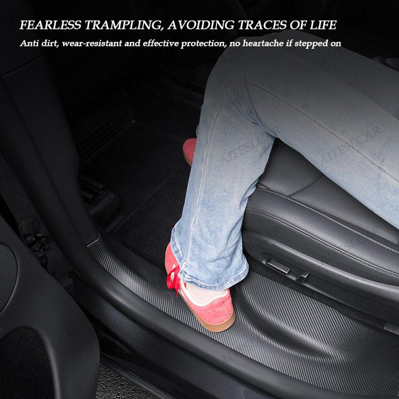 For Tesla Model YL 2026 TPE Front Rear Door Sill Protector Threshold Strip Waterproof Anti-kick Guard Panel Interior Accessories