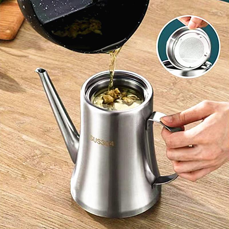 Stainless Steel Oil Bottle Household Leak-proof Waterproof Oil Pot Practical Seasoning Tank Kitchen Supplies