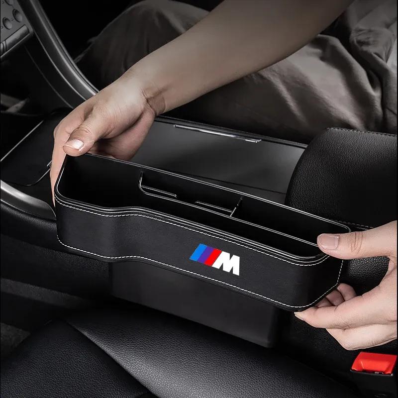 1Pc Leather Car Seat Gap Storage Box Phone Keys Organizer For BMW M M3 M5 M6 X3 E46 E90 F30 G20 E36 E34 X6 G20 Accessory