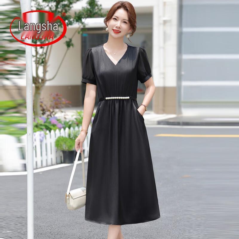 LangSha Elegant Short Sleeve Summer Midi Dress 4x1