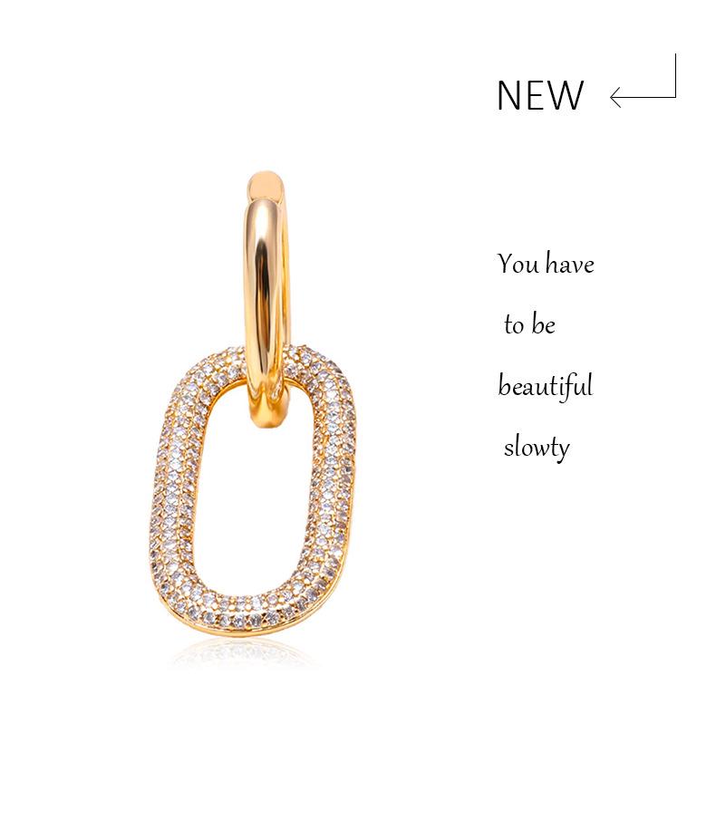 18K Gold Plated Geometric Hoop Earrings with Zircon Crystals