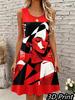 Casual Women Tank Dress Summer Sleeveless O-Neck 3D Print Loose A-Line Dress Beach Vest Dress