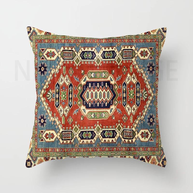 Red Moroccan Ethnic Style Short Plush Pillowcase Sofa Cushion Cover Home Decoration Can Be Customized for You 40x40 50x50 60x60