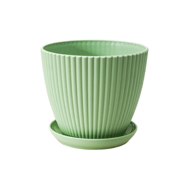 Thickened Plastic Resin Flower Pot: Imitation Ceramic with Vertical Stripes, Colored for Succulents and Floral Decor.