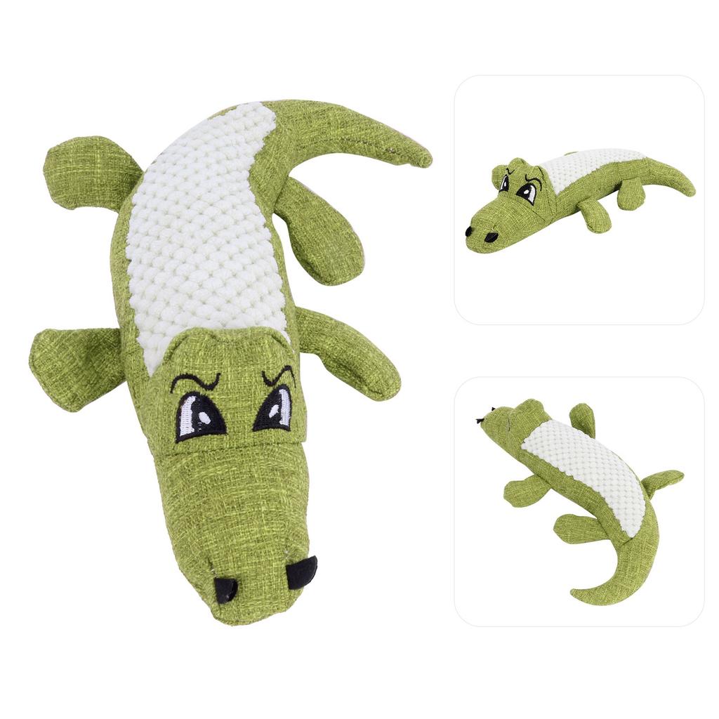 Dog Toys Simulation Crocodile Shape Plush Stuffed Bite Resistant Molar Pet Dog Vocal ToysGreen