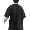 Letter Print Vintage Distressed Comfy Cotton T-shirt, Men's Casual Street Style Stretch Round Neck Tee Shirt for Summer