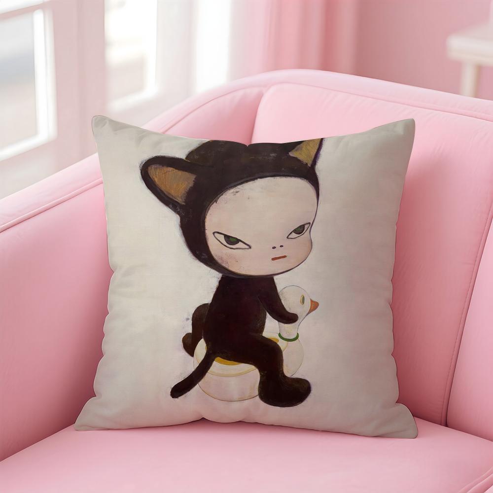 artist cute YYoshitomo NNara Cushion Cover Pillow Case Soft Friendly Fabric  Concealed Zipper