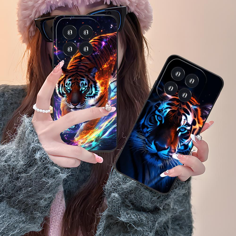 Tiger Neon Mobile Cell Phone Case for Xiaomi 15 14 13 12 Mi 11 T Ultra Lite Pro S X 5G Colorful Printing Cover Luxury Pretty